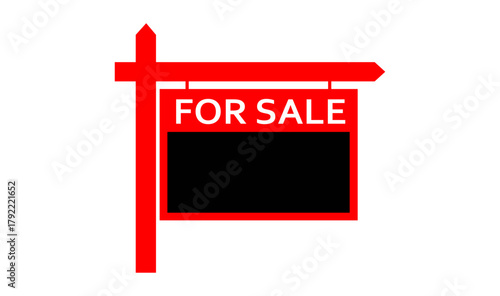 For Sale Real Estate Sign on Lawn Outside Home. For Sale Real Estate Signs.