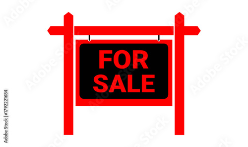 Real Estate For Sale Sign Board in Front of House Property