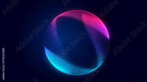 Digital Planet. Background Particle Flow. Data Visualization. 3D.