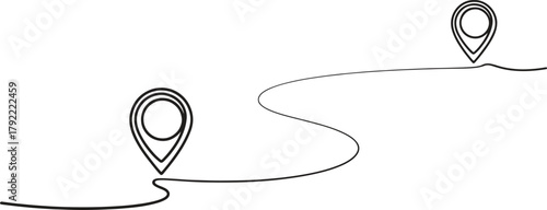 Discover your travel route planning adventure with these location pin icons on a winding path