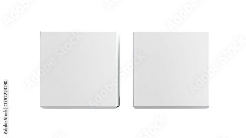 Pair white square boxes, slightly elevated on black background
