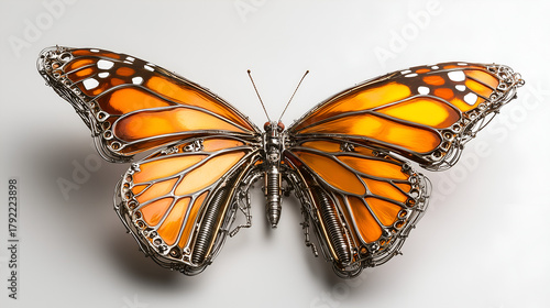 Collection of highly detailed mechanical insects built from gears and metallic parts. Futuristic steampunk-style compositions blending nature and technology into intricate robotic creatures.