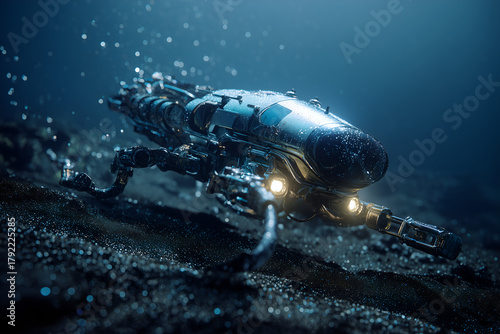 Wallpaper Mural Autonomous underwater robots extracting rare earths from the deep sea, showing innovation, mining technology, and environmental impact. Torontodigital.ca