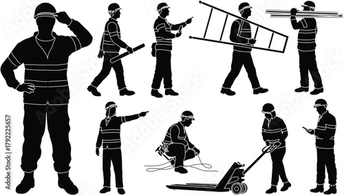Construction Workers Silhouettes Collection