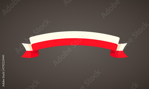 Ribbon with flag of Poland, Thuringia or Tyrol in flat design style.