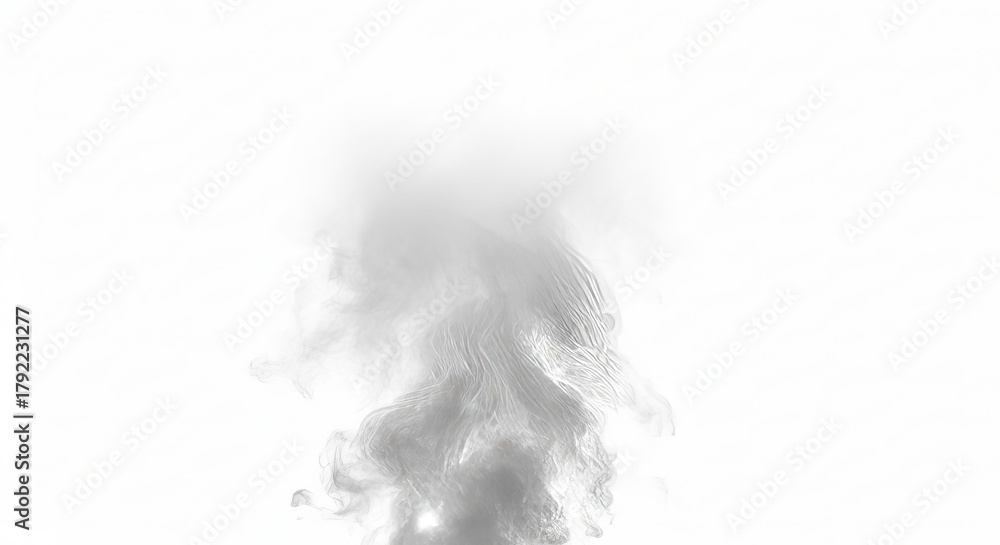 Naklejka premium Wispy grey smoke rising against white background