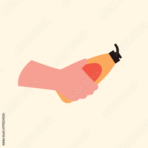 Illustration of an Pet Grooming holding shampoo