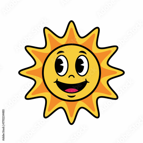 Cheerful sunshine face illustration, a perfect summer vibe for kids' projects, brightens any design with joy and warmth, ideal for creative resources