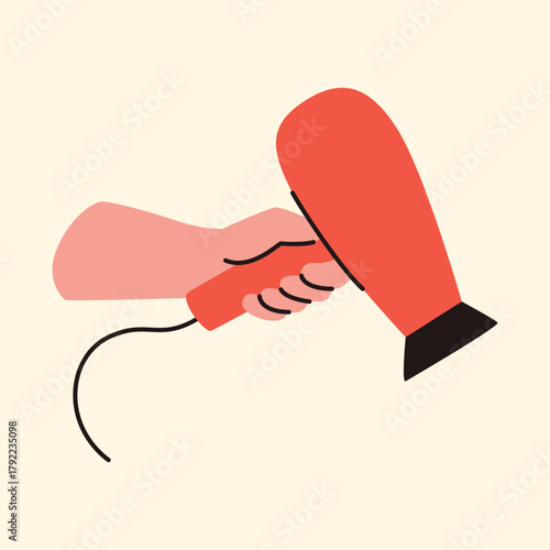 Illustration of an Pet Grooming holding hair dryer