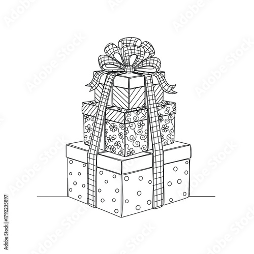 A stack of beautifully wrapped gifts tied with elaborate bows for a special occasion