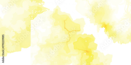 Vibrant yellow watercolor splashes create a dynamic and energetic abstract background, offering a bright and cheerful texture for various creative design projects and artistic compositions