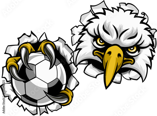 An eagle or hawk or falcon soccer football bald eagles mascot