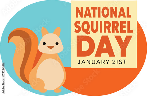 Cute cartoon squirrel celebrating national squirrel day on january 21st