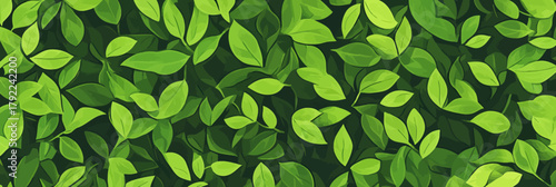 Seamless green leafy pattern dense bush foliage texture natural eco background vector illustration flat design with fresh vibrant leaves