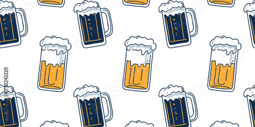 vector illustration beer glasses seamless pattern