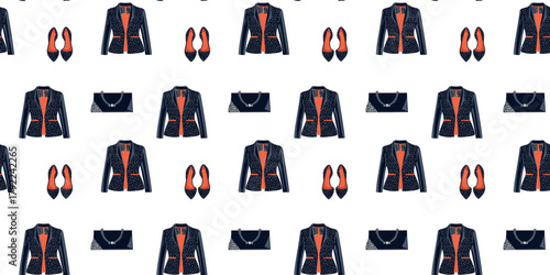 vector illustration fashion accessories shoes blazer handbag background