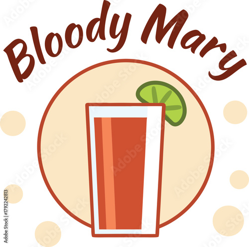Simple illustration of a bloody mary cocktail with lime garnish
