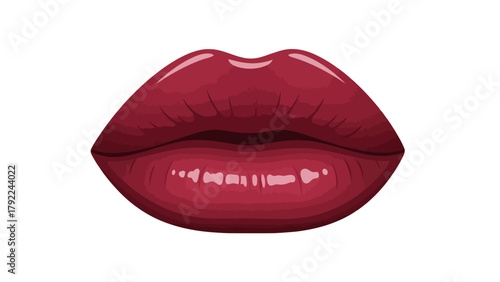 A closeup stylized illustration of glossy dark red lips