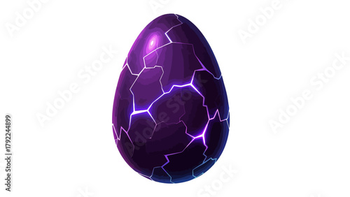 A cracked purple egg with glowing lines radiating outwards