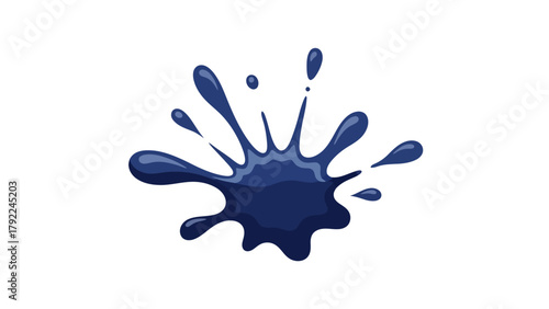A dark blue ink blot with splashes