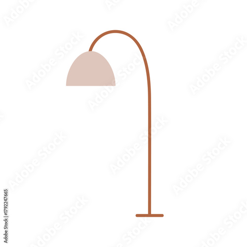 Floor lamp, cozy home interior lighting. Accent illumination for Scandinavian room in minimalist style. Luminaire decor, electric decoration. Flat vector illustration isolated on white background