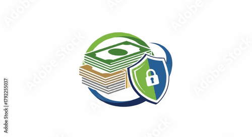 Secure Money Protection Shield Lock Icon.