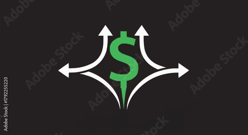 Dollar Sign with Arrows Indicating Growth and Direction.