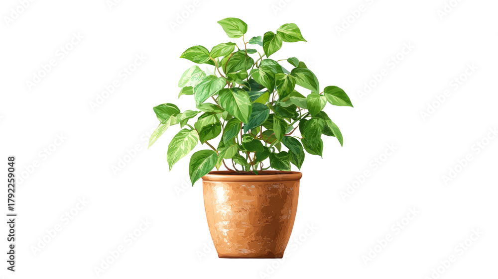 Fototapeta premium Potted houseplant with fresh green leaves isolated on white