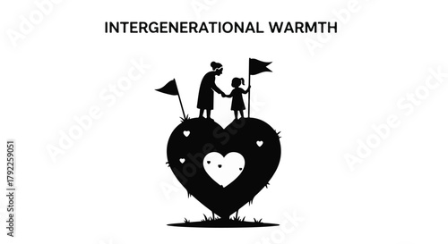 Generations united, sharing hope and future on a heart-shaped world.