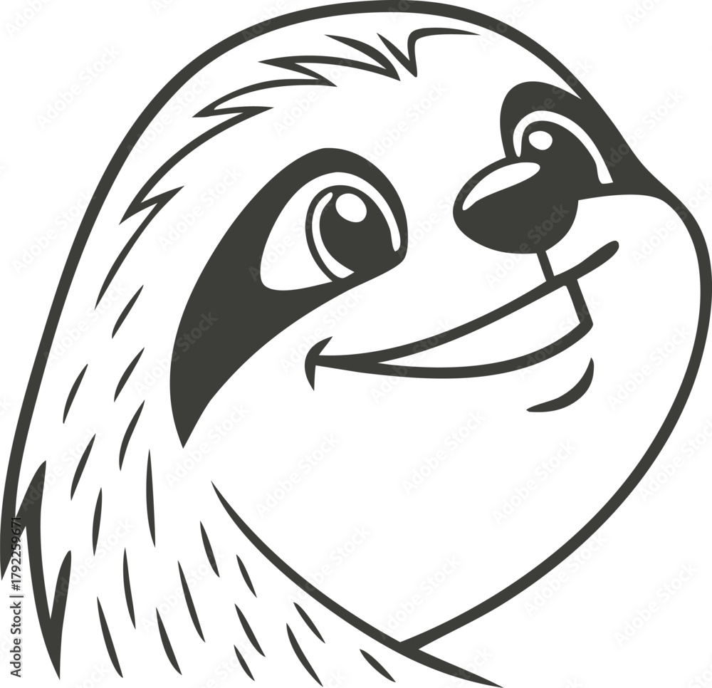 Naklejka premium Happy sloth face cartoon illustration