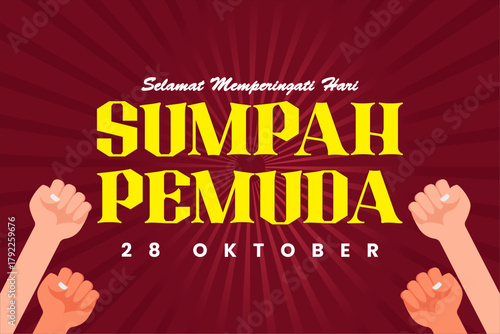 Sumpah Pemuda Power Fist Typography Design Illustration