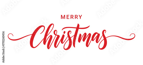 elegant red merry christmas lettering in calligraphy style ideal for cards posters and festive holiday design