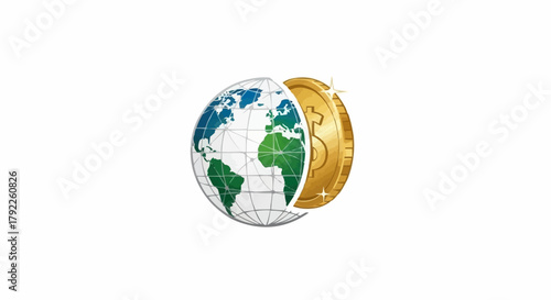 Global finance concept with the Earth transforming into a dollar coin.