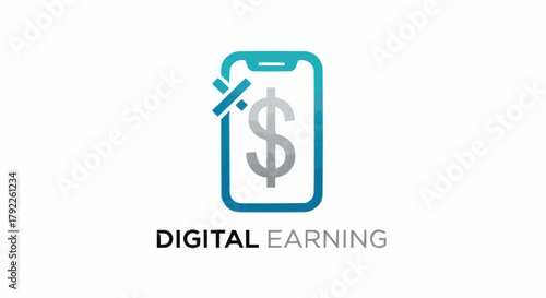 Digital Earning Concept with Dollar Sign on Smartphone Screen.