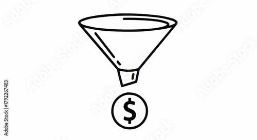 Funnel with Dollar Sign Symbolizing Financial Process.