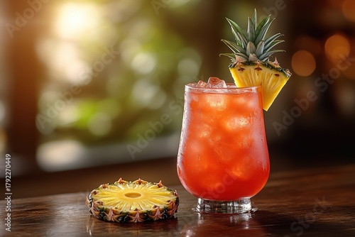 Ritual rum Mocktail bar Cbd drinks Pinkglow pineapple Mocktails Clarified cocktail Jimmy's Cocktails Boozy tea Equiano 1800 Tequila Singapore Sling bright red colored placed on the right side of tabl