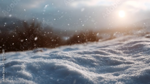 Wallpaper Mural A serene winter landscape bathed in sunlight with snowflakes gently falling Torontodigital.ca