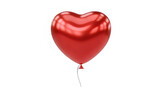 Red heart balloon isolated PNG, romantic love concept, Valentine’s Day decoration, glossy 3D style, party, celebration, realistic render.