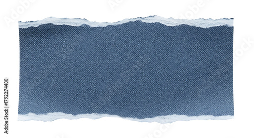 Blue Denim Fabric, Torn Edge Texture with White Fibers, cutout, PNG isolated on white or transparent background
