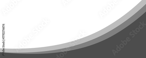 Minimalist black and gray wave vector design with smooth flowing curves at the bottom, transitioning into a clean white background. Ideal for banners, footers, or modern layouts.