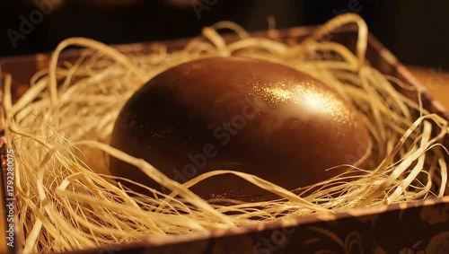 Close Up of Packing Straw in a Decorative Box Slow Motion