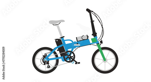 A bright blue folding electric bicycle stands ready for a ride.