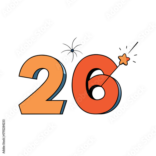 typography 26 with tiny sparkling 