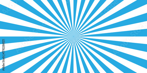sunburst pattern blue and white background design. Vintage sunrays illustration swirl line. sun beam vector banner design pop art comic burst gradient concept pattern.	