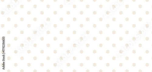 Seamless pattern of repeating small golden snowflakes or starburst icons on a clean white background. Minimalist, elegant, and festive Christmas or winter holiday background design, perfect for wrappi