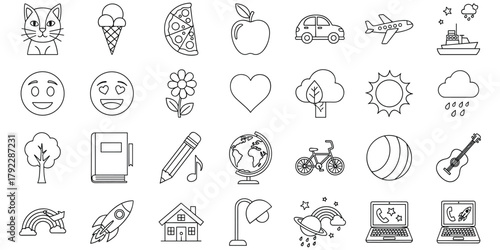 Collection of Simple Line Art Icons