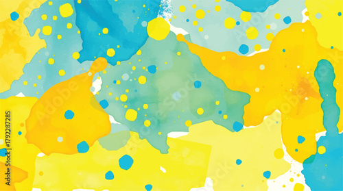 Abstract watercolor background Vibrant splashes of yellow and blue create a dynamic, artistic design