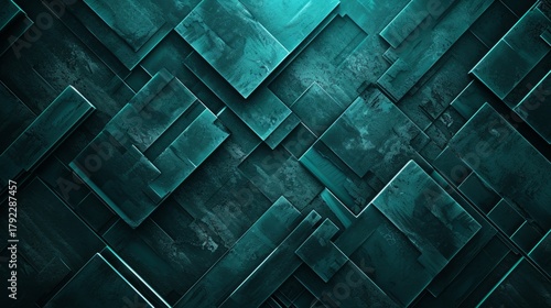Wallpaper Mural Modern geometric background with layered teal metallic panels. Abstract industrial texture for a futuristic technology wallpaper Torontodigital.ca