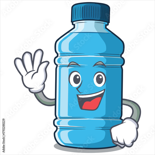 Cartoon Water Bottle Waving Hello