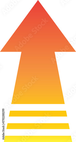 上に伸びる矢印　赤